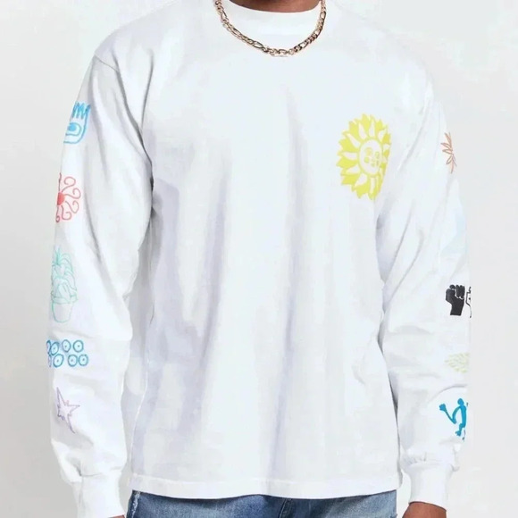 Obey Other - Obey Peace Justice Equality White Long Sleeved T Shirt Size M